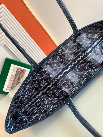 Goyard Navy Blue Goyardine Coated Canvas and Leather Saint Louis PM Tote