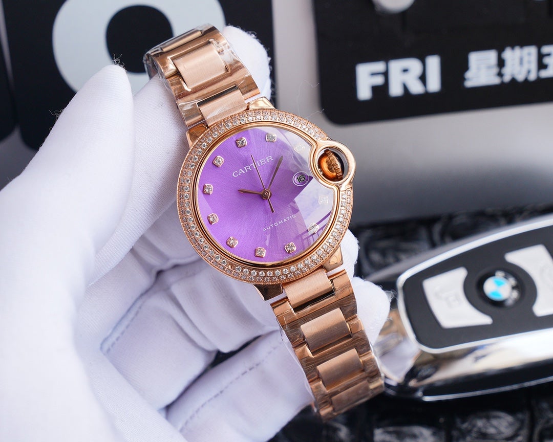BALLON BLEU 33MM ROSE GOLD PURPLE DIAL