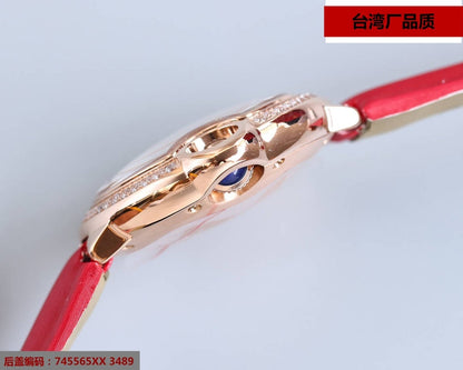 BALLON BLEU 33MM ROSE GOLD DIAMOND BEZEL TEXTILE