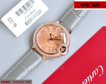 BALLON BLEU 33MM ROSE GOLD GREY LEATHER