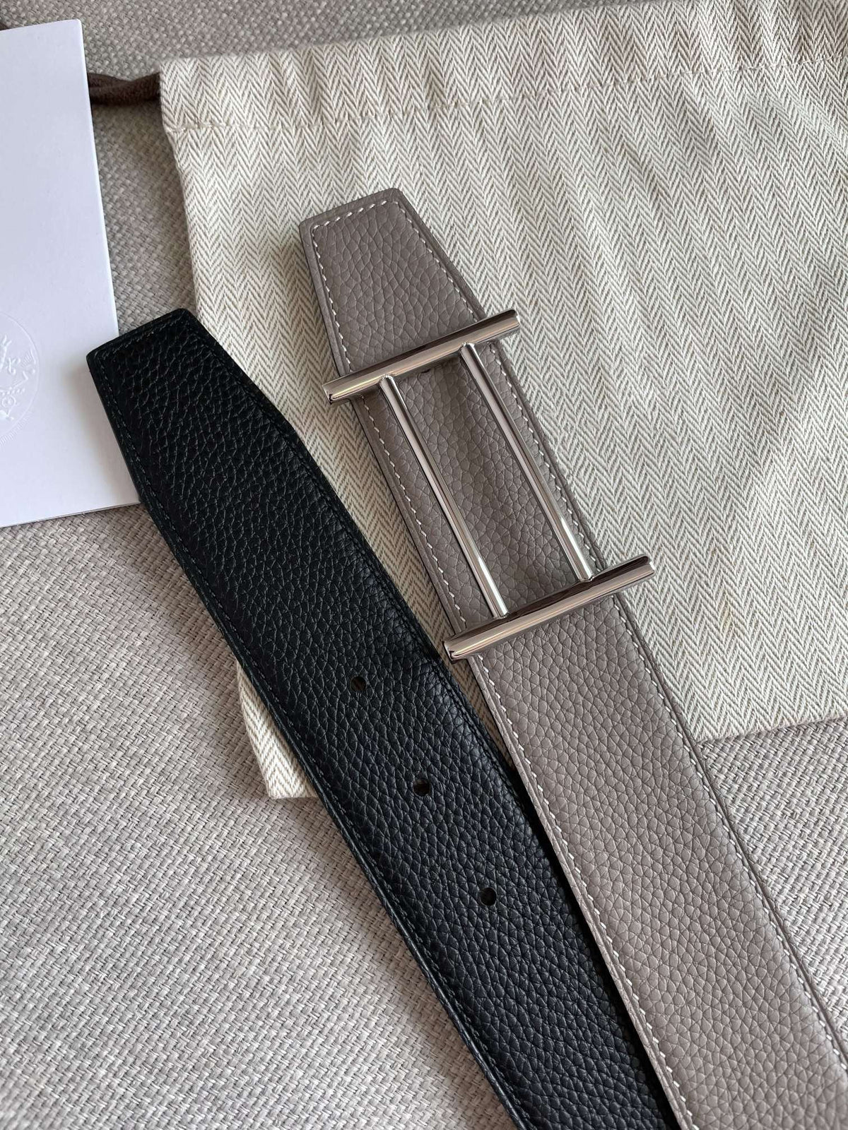 H FACE SILVER RIVERSIBLE SKIN TWO SIDES GREY BLACK 3.8CM