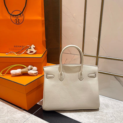HN 30CM WHITE TOGO LEATHER SILVER HARDWARE