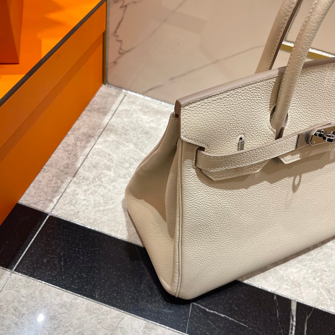 HN 30CM WHITE TOGO LEATHER SILVER HARDWARE