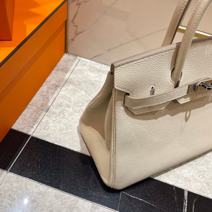 HN 30CM WHITE TOGO LEATHER SILVER HARDWARE