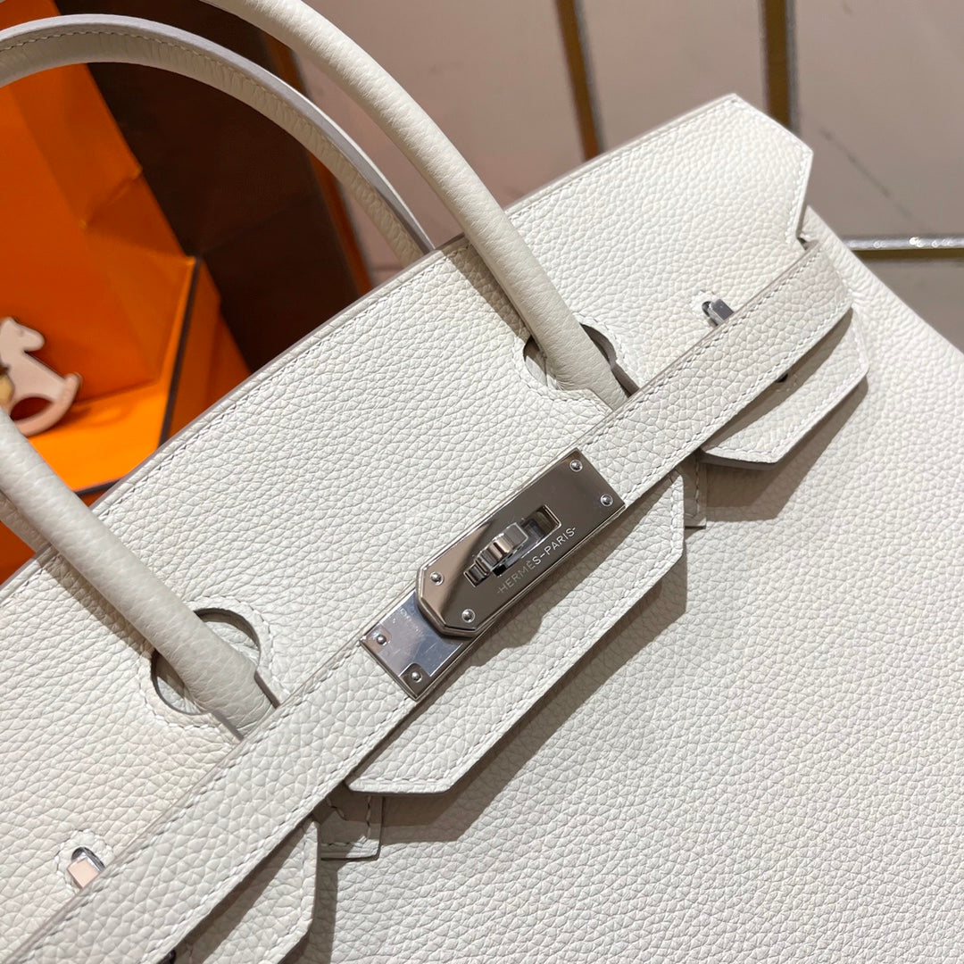 HN 30CM WHITE TOGO LEATHER SILVER HARDWARE