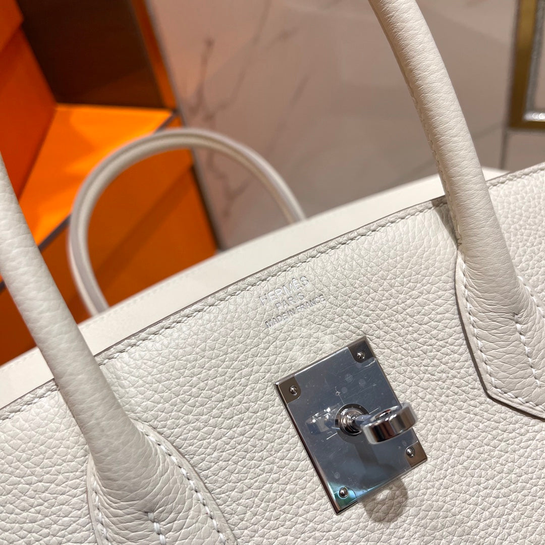 HN 30CM WHITE TOGO LEATHER SILVER HARDWARE