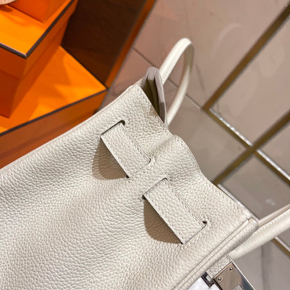 HN 30CM WHITE TOGO LEATHER SILVER HARDWARE