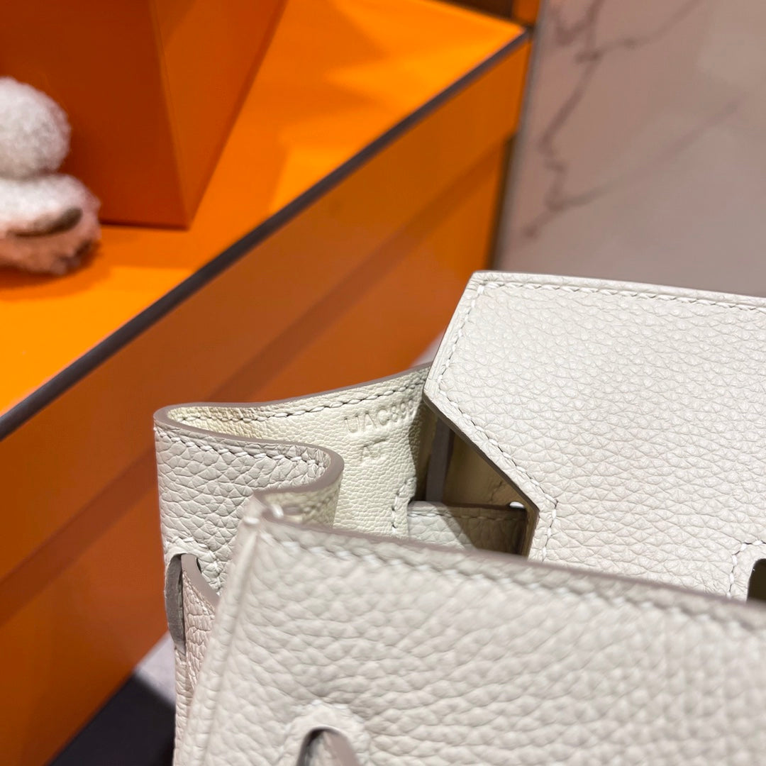 HN 30CM WHITE TOGO LEATHER SILVER HARDWARE