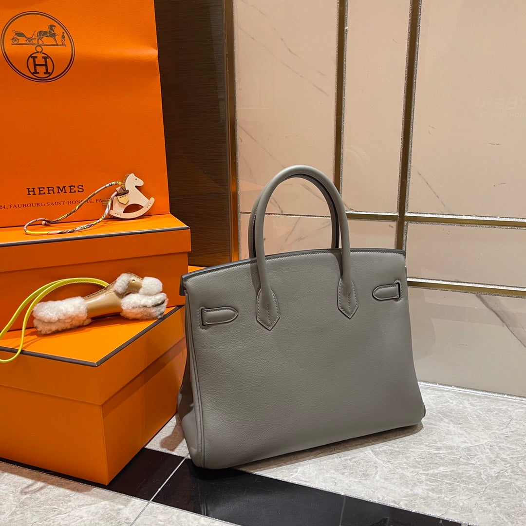 HN 30CM GREY SWIFT LEATHER GOLD HARDWARE