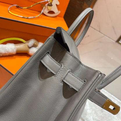 HN 30CM GREY SWIFT LEATHER GOLD HARDWARE