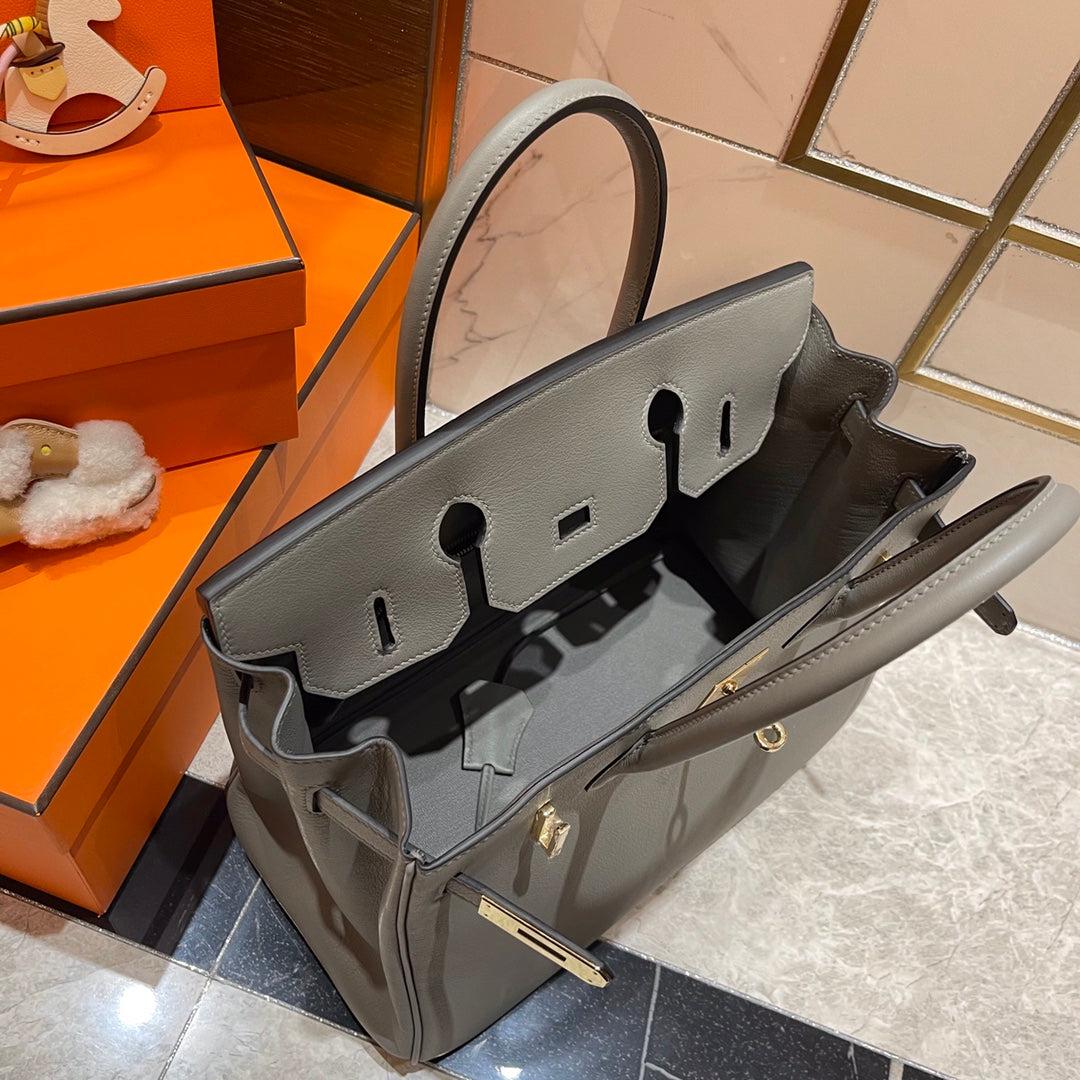HN 30CM GREY SWIFT LEATHER GOLD HARDWARE