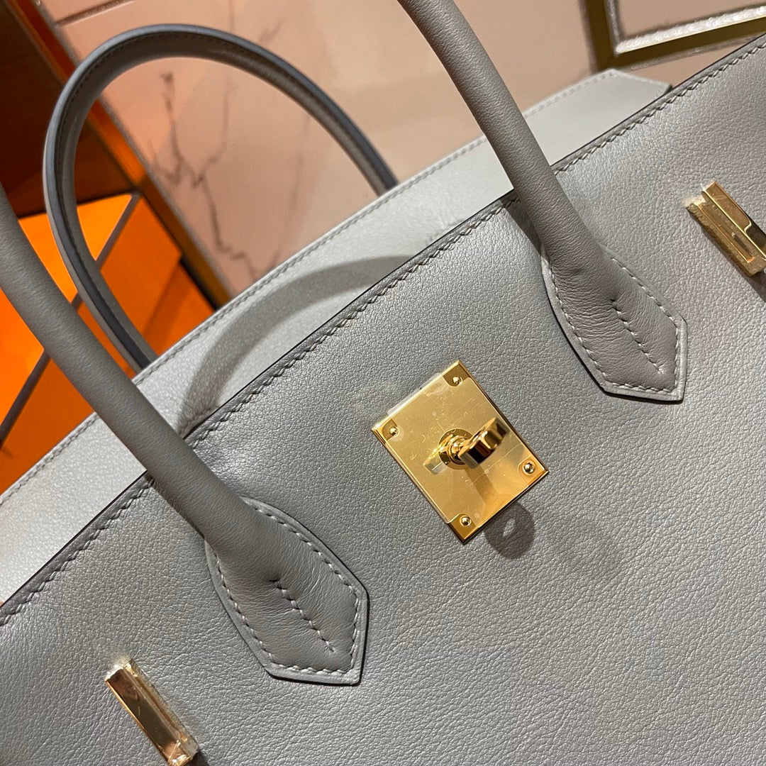HN 30CM GREY SWIFT LEATHER GOLD HARDWARE