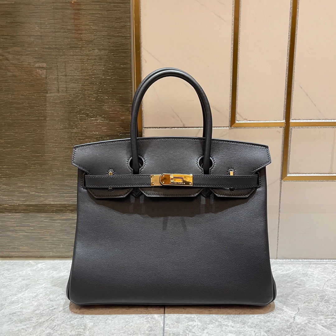 HN 30CM BLACK SWIFT LEATHER GOLD HARDWARE