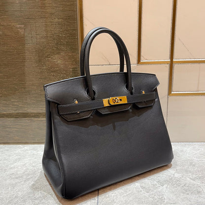 HN 30CM BLACK SWIFT LEATHER GOLD HARDWARE