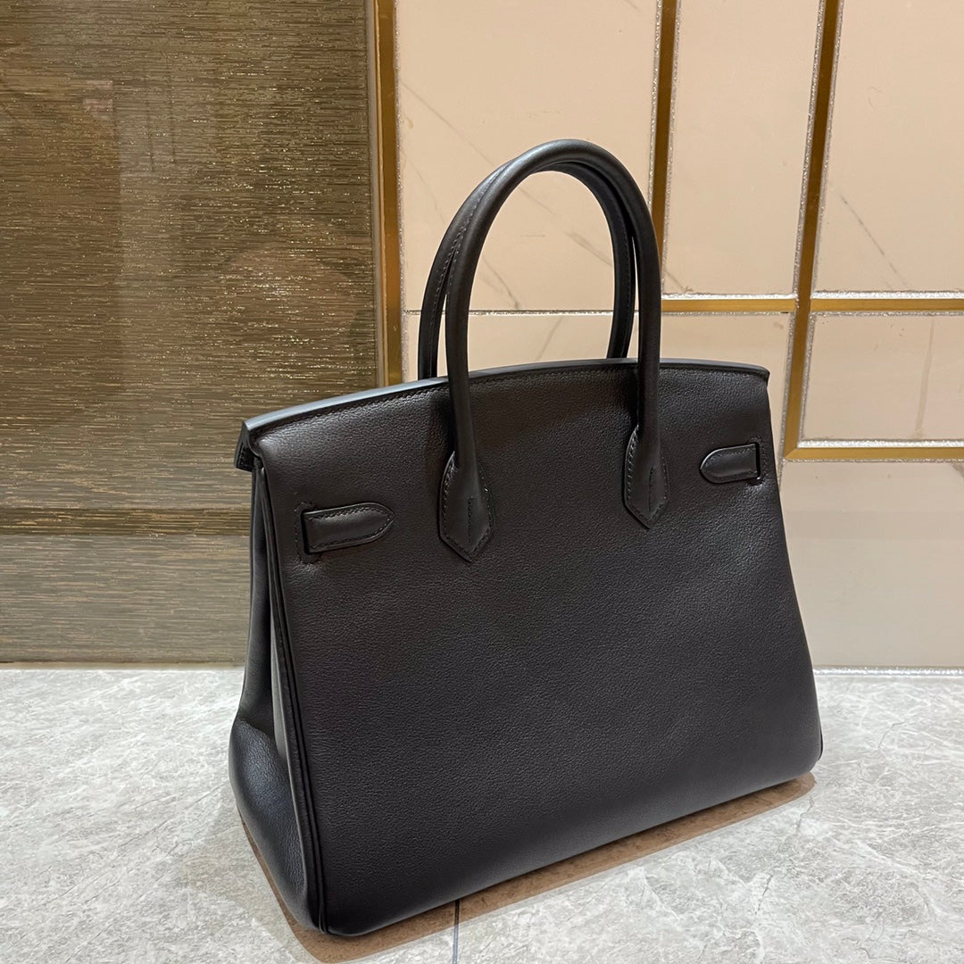 HN 30CM BLACK SWIFT LEATHER GOLD HARDWARE