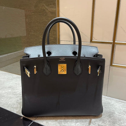 HN 30CM BLACK SWIFT LEATHER GOLD HARDWARE
