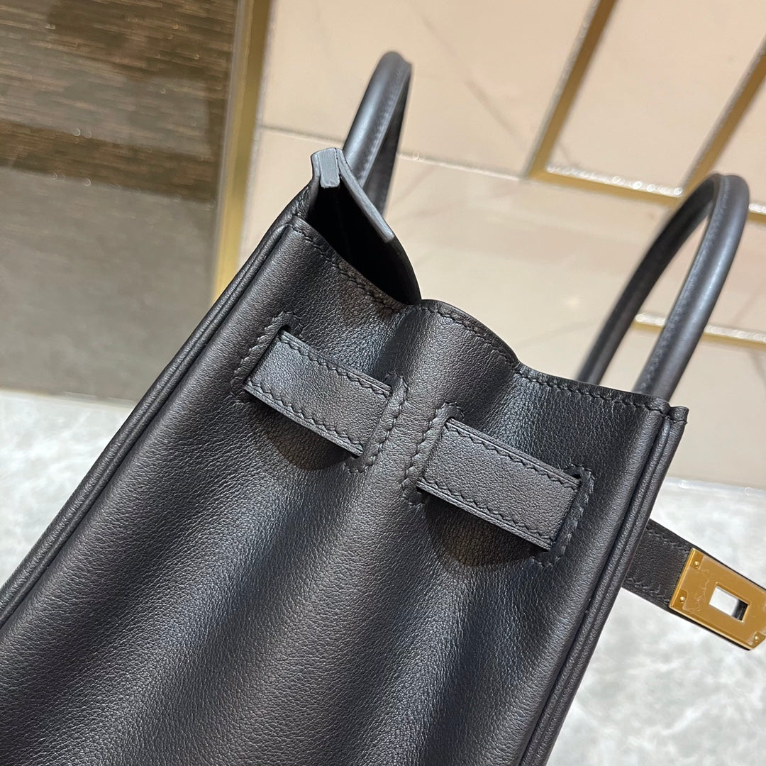HN 30CM BLACK SWIFT LEATHER GOLD HARDWARE