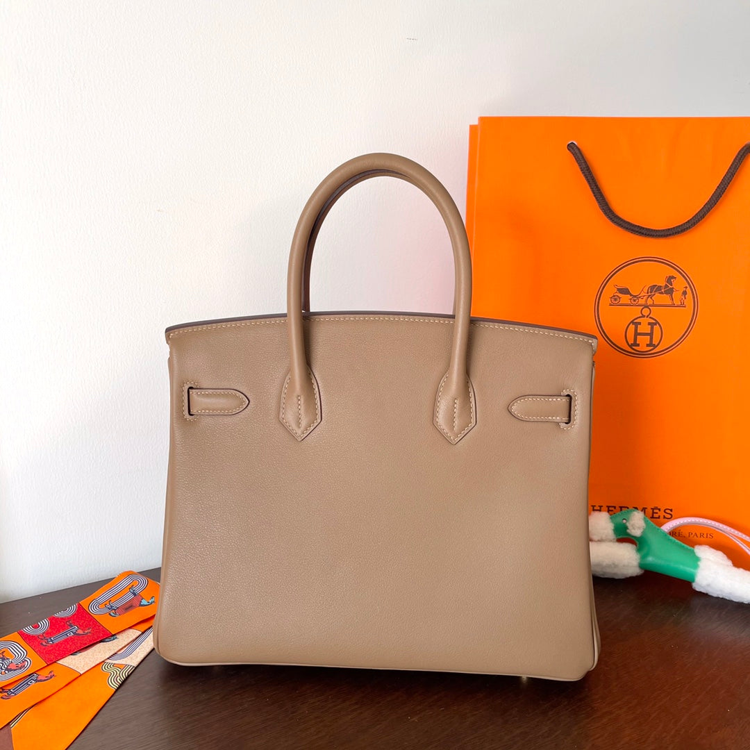 HN 30CM BEIGE SWIFT LEATHER GOLD HARDWARE