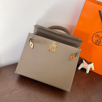 HN 28CM ETAIN EPSOM LEATHER GOLD HARDWARE