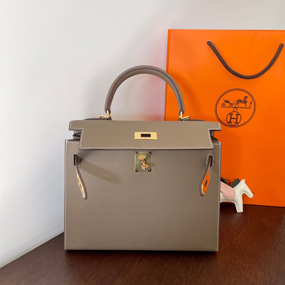 HN 28CM ETAIN EPSOM LEATHER GOLD HARDWARE