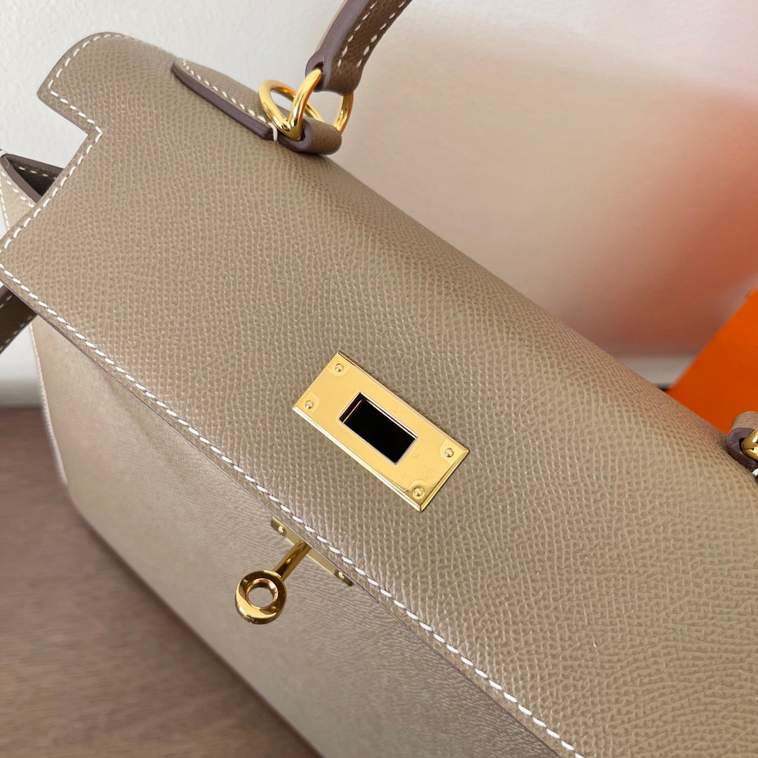 HN 28CM ETAIN EPSOM LEATHER GOLD HARDWARE