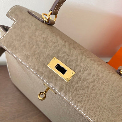 HN 28CM ETAIN EPSOM LEATHER GOLD HARDWARE