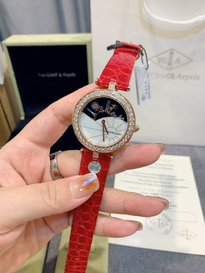 LADY ARPELS WATCHS PINK GOLD DIAMOND PAVED
