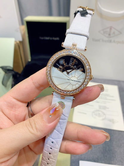 LADY ARPELS WATCHS PINK GOLD DIAMOND PAVED