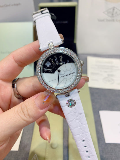 LADY ARPELS WATCHS SILVER DIAMOND PAVED