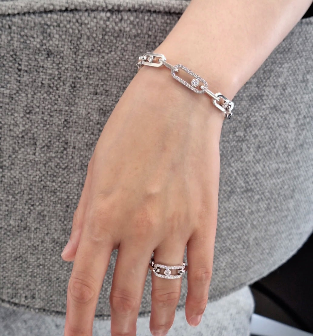 MOVE CHAIN LINK SILVER DIAMOND BRACELET