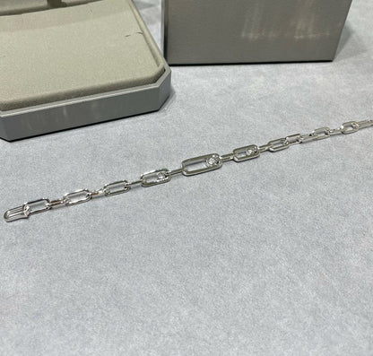 MOVE CHAIN LINK SILVER DIAMOND BRACELET