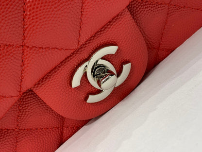 MINI SQUARE FLAP BAG 17CM RED CAVIAR SILVER HARDWARE