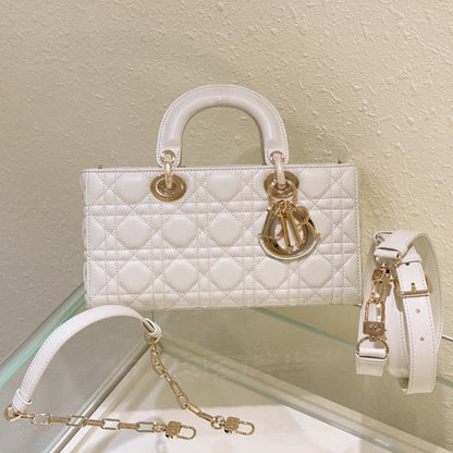 MEDIUM LADY D-JOY 26 WHITE LAMBSKIN