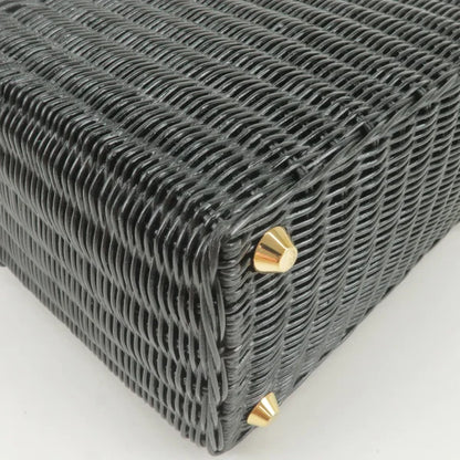 Prada Black Basket Tote Bag With Triangular Logo