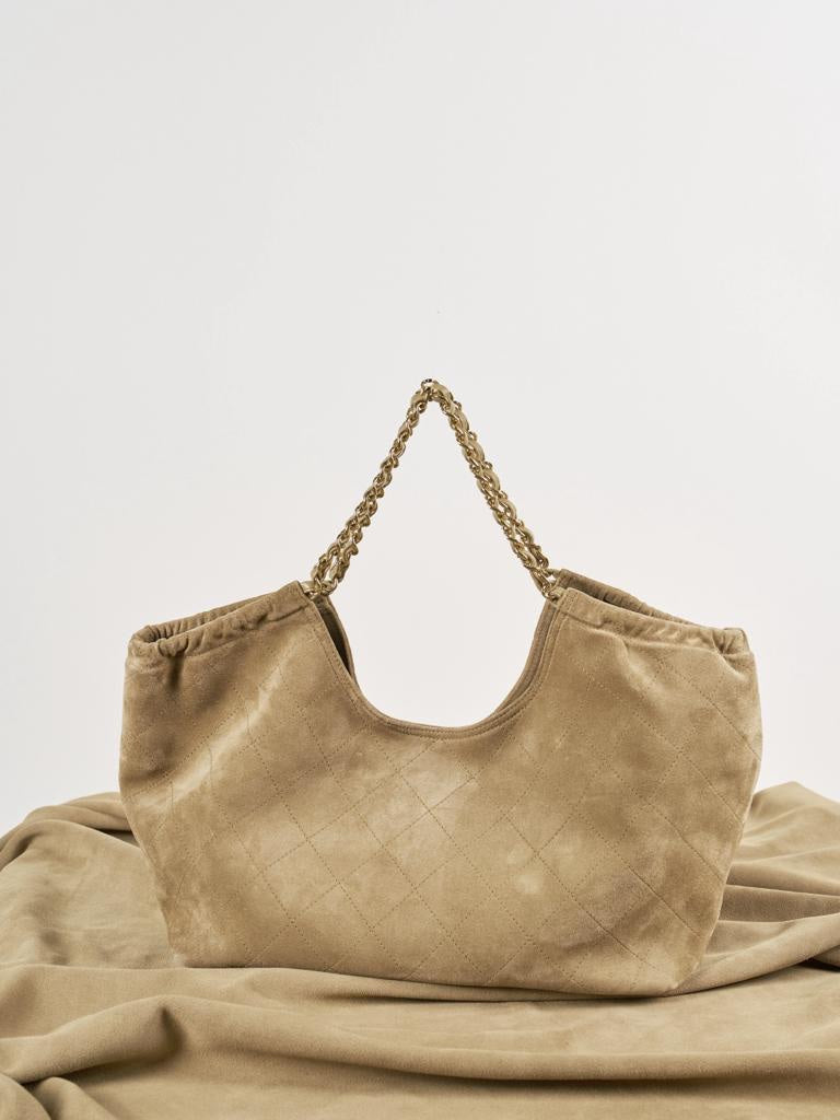Chanel Suede Quilted Neo Cabas  Shopping Tote