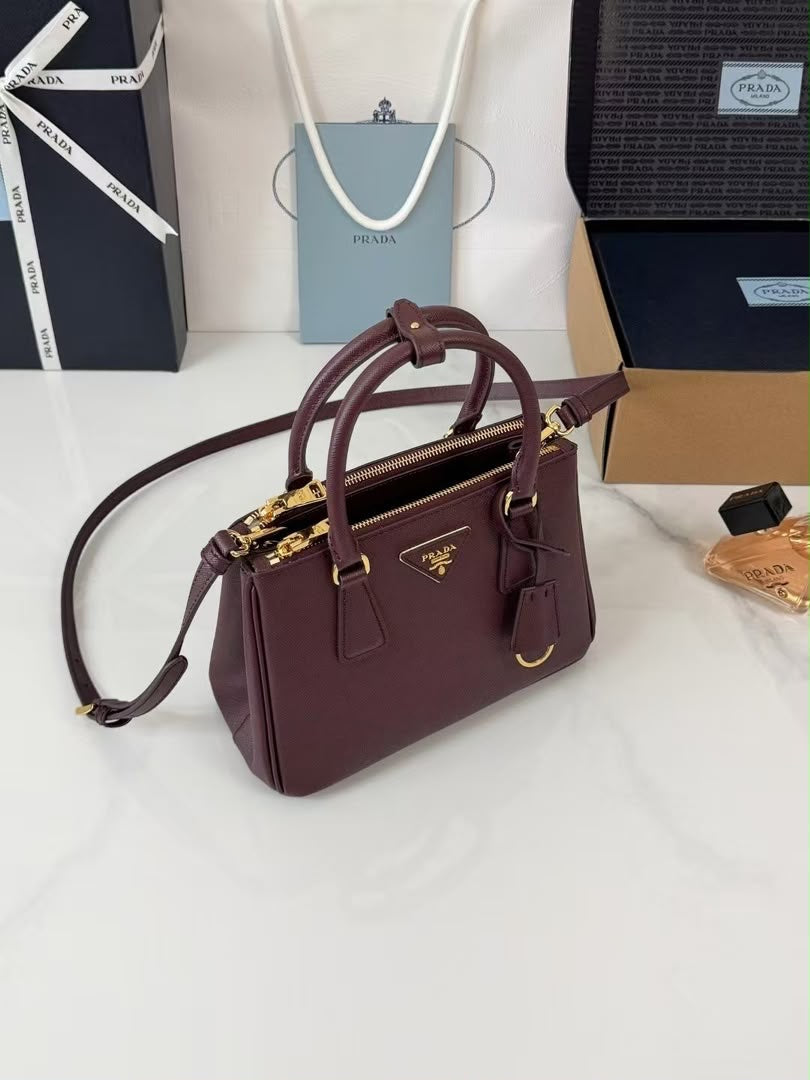 Prada Galleria small burgundy Saffiano leather