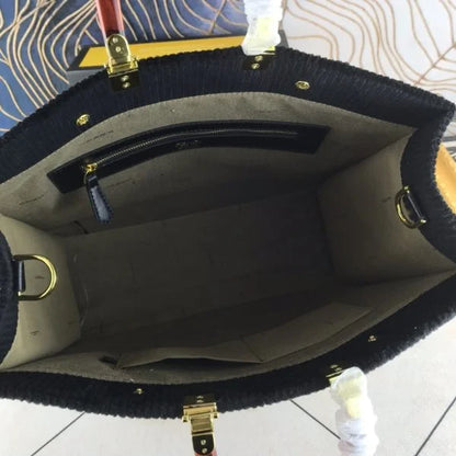 Fendi Velvet Shopper Tote Bag Black