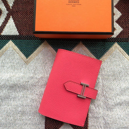 BEARN COMPACT WALLET 12 IN WATERMELON PINK EPSOM LEATHER