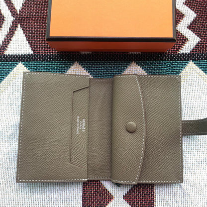 BEARN COMPACT WALLET 12 IN MEDIUM BROWN EPSOM LEATHER
