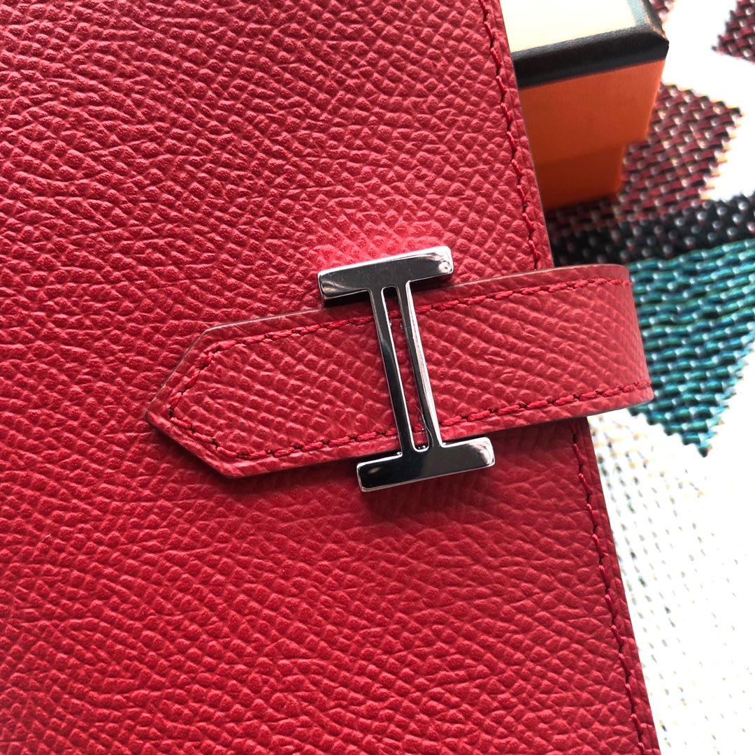 BEARN COMPACT WALLET 12 IN CRIMSON RED EPSOM LEATHER