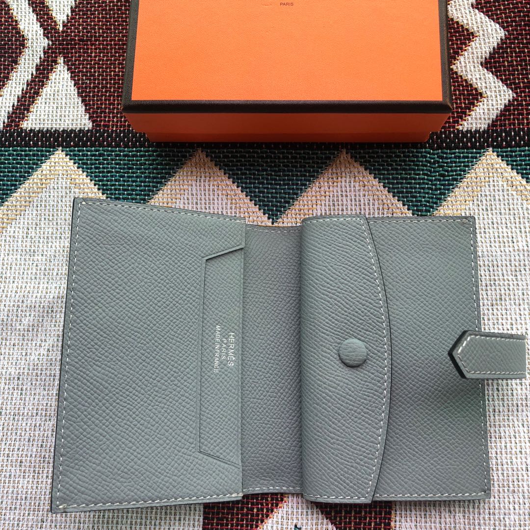 BEARN COMPACT WALLET 12 IN RHINO GRAY EPSOM LEATHER