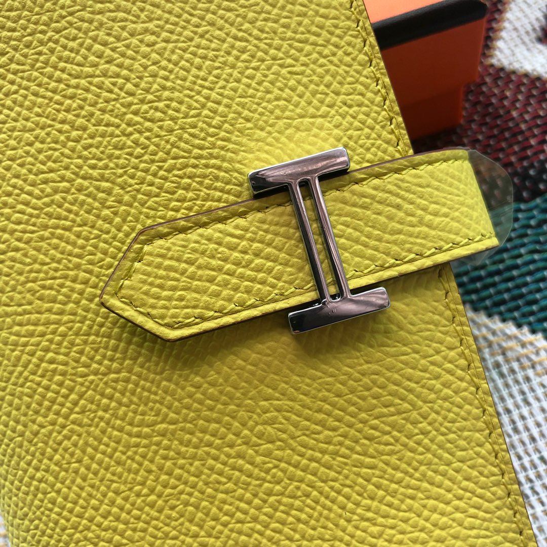 BEARN COMPACT WALLET 12 IN SUNSHINE YELLOW EPSOM LEATHER
