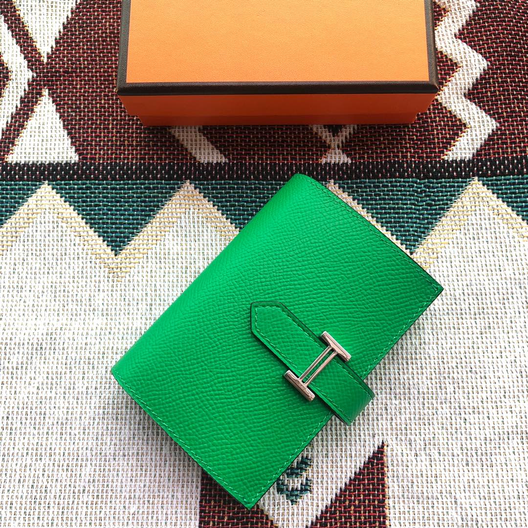 BEARN COMPACT WALLET 12 IN EMERALD GREEN EPSOM LEATHER