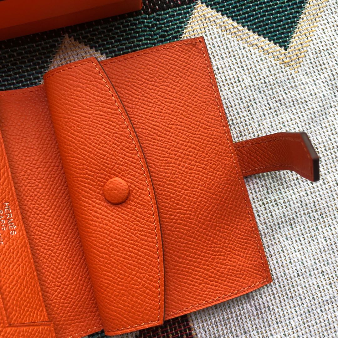 BEARN COMPACT WALLET 12 IN SALAMANDER ORANGE EPSOM LEATHER