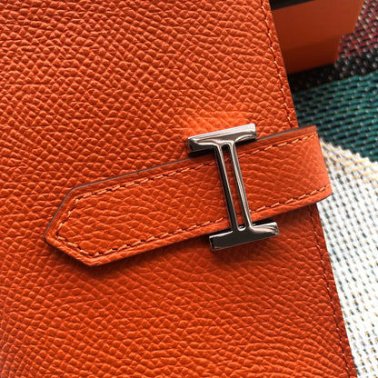 BEARN COMPACT WALLET 12 IN SALAMANDER ORANGE EPSOM LEATHER