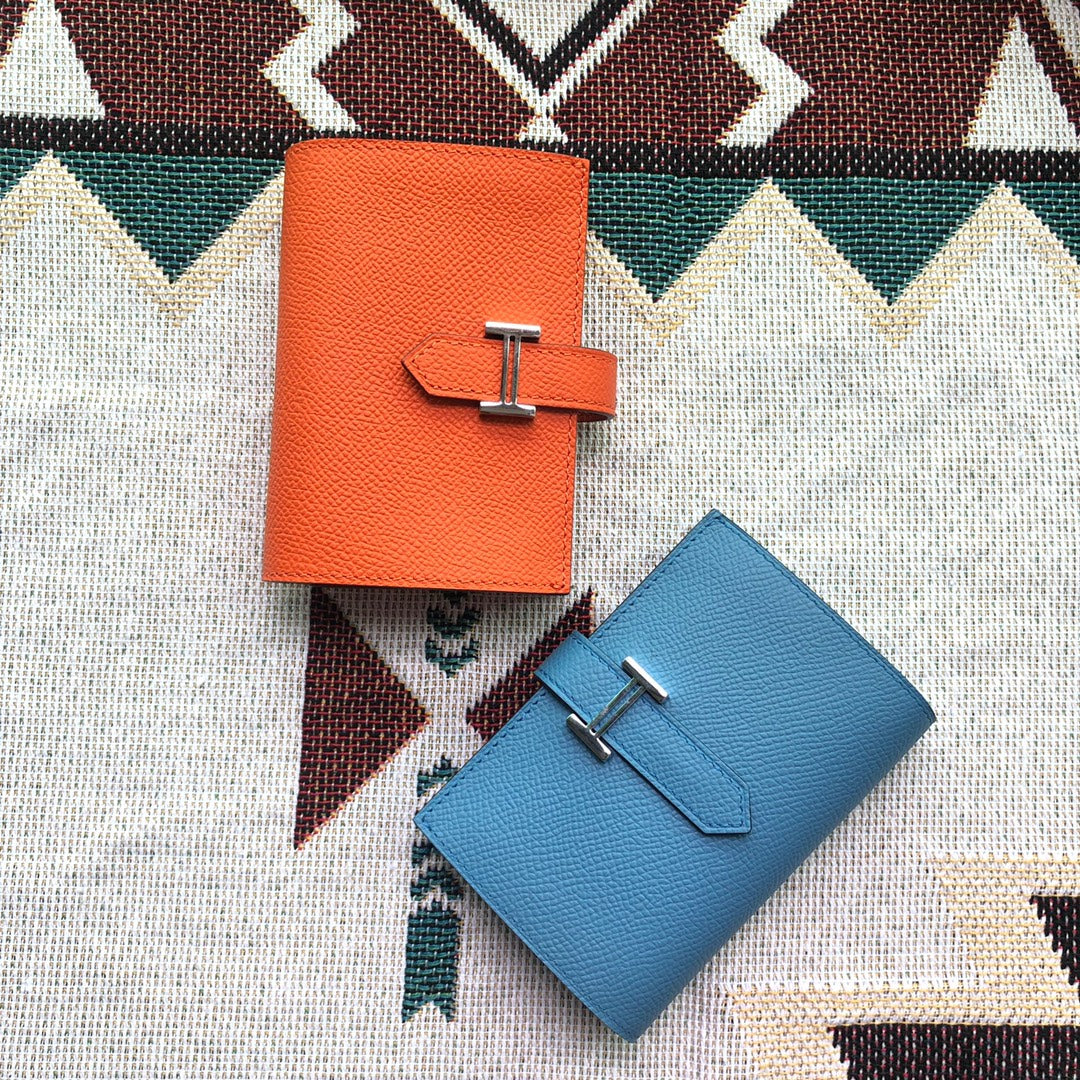 BEARN COMPACT WALLET 12 IN OCEAN BLUE EPSOM LEATHER