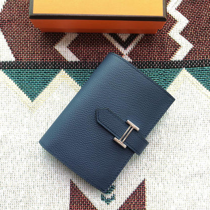 BEARN COMPACT WALLET 12 IN PRUSSIAN BLUE EPSOM LEATHER