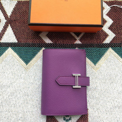 BEARN COMPACT WALLET 12 IN VIOLET PURPLE EPSOM LEATHER