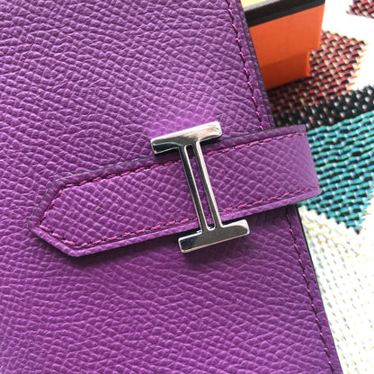 BEARN COMPACT WALLET 12 IN VIOLET PURPLE EPSOM LEATHER