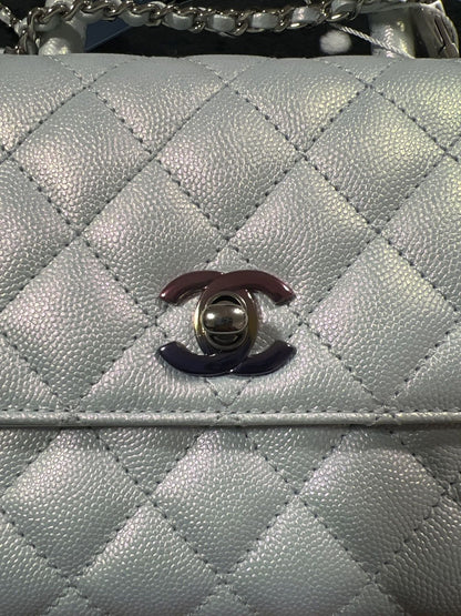 Chanel Coco Handbag Leather Light Grey Woman’s 23cm